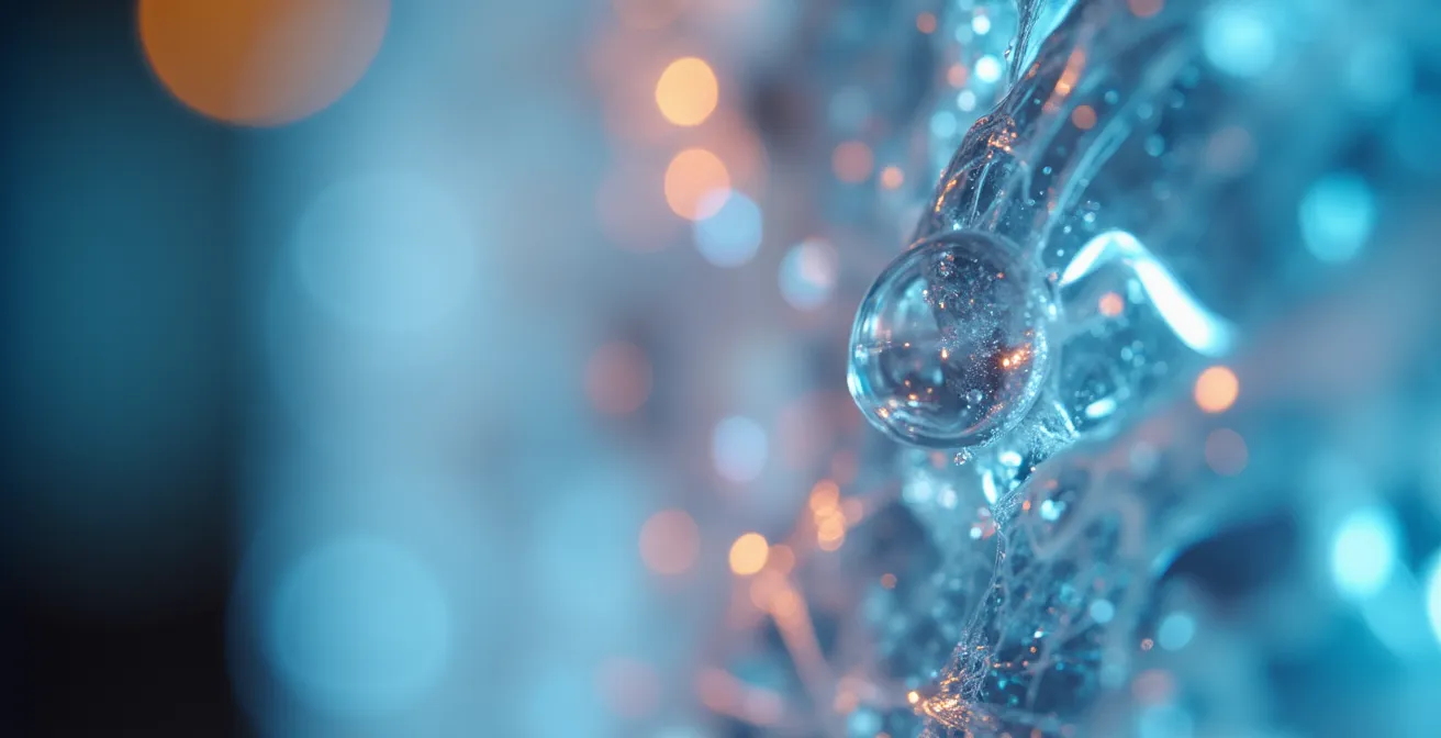 Nahaufnahme einer leuchtenden interaktiven Skulptur mit sichtbaren Sensorelementen