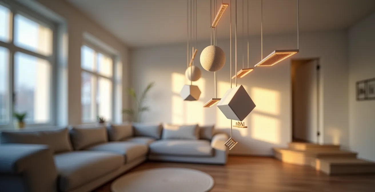 Kinetische Installation mit LED-Beleuchtung in einem Minergie-zertifizierten Schweizer Wohnraum