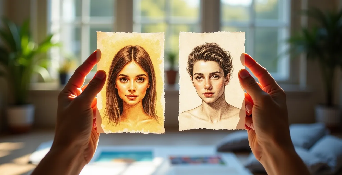 Vergleich einer geschützten und ungeschützten Zeichnung nach Sonneneinstrahlung